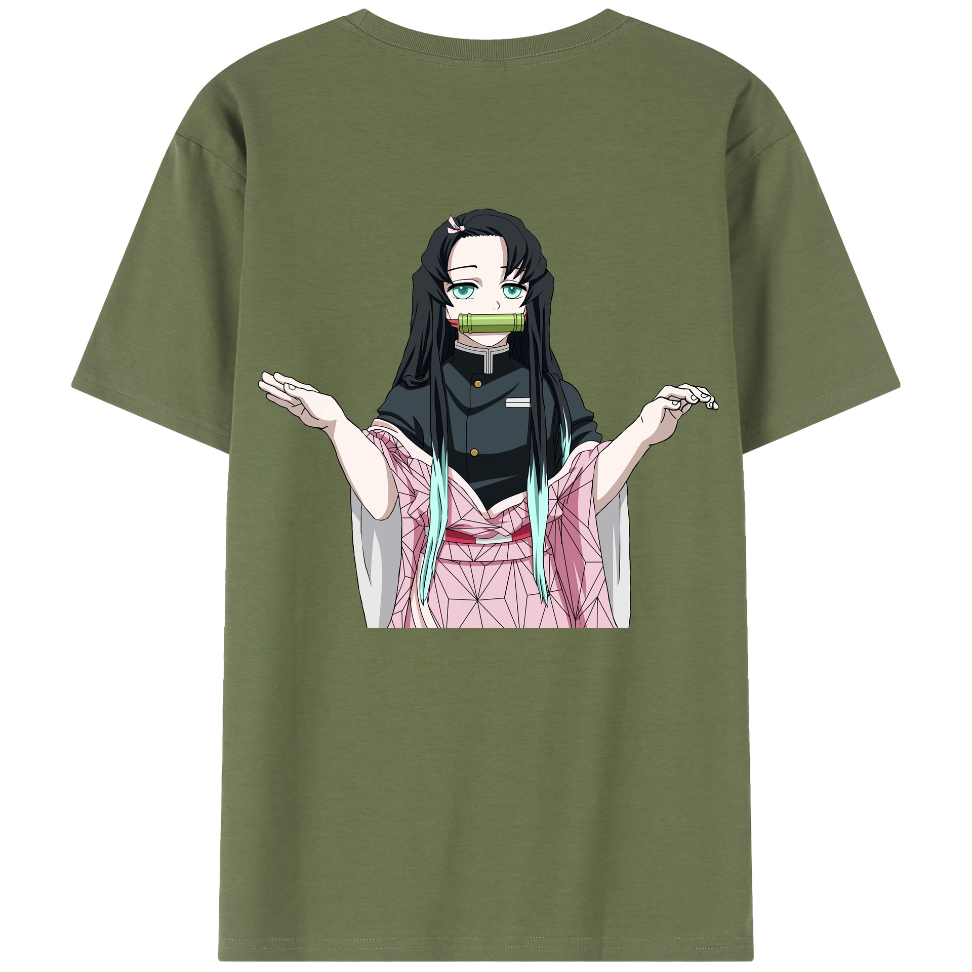 （画像用） 鬼滅の刃（きめつのやいば）竈門 禰󠄀豆子／かまど ねずこ Kamado Nezuko 綿100％半袖Tシャツ（背面プリント）